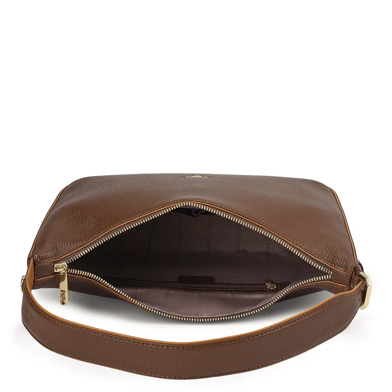 Da Milano Mocha Medium Wax Leather Hobo - Mocha for Women | Best Price UAE